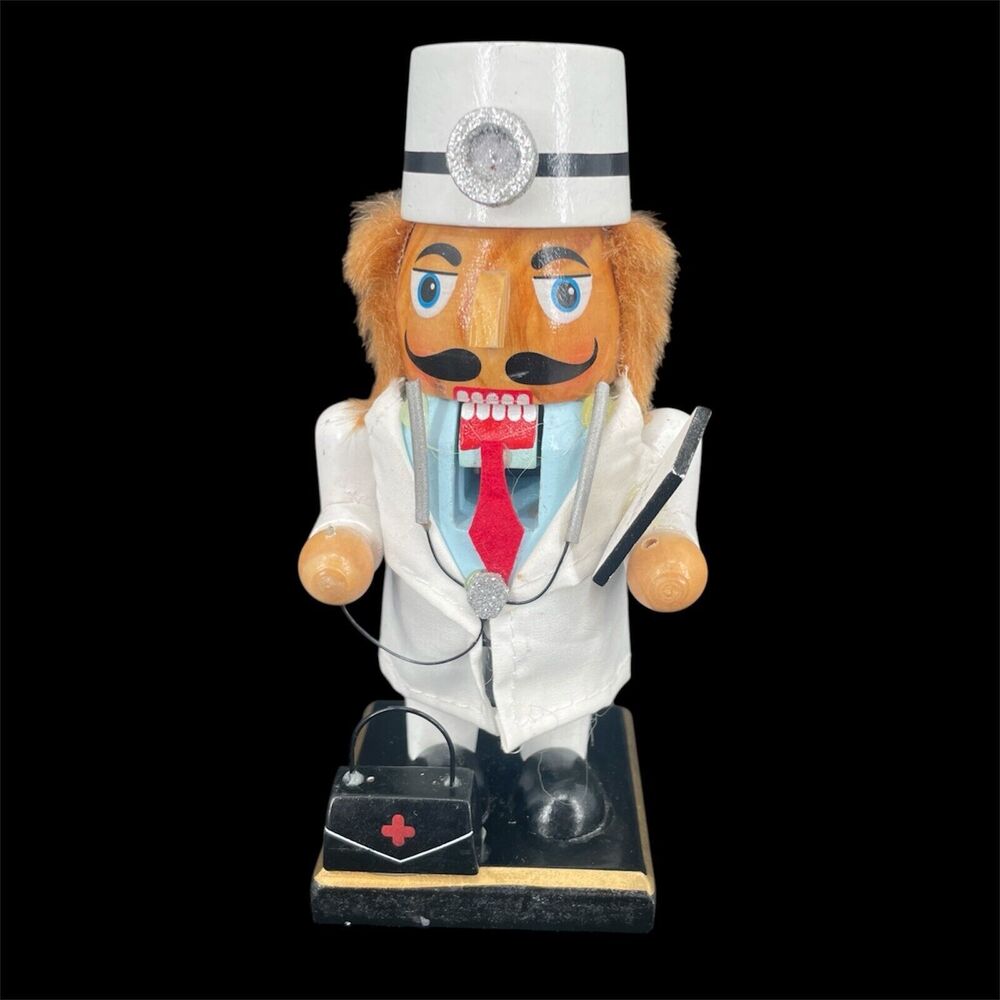 Inter American Doctor Nutcracker Medical Bag Clip Board 2013 Christmas 6" *FLAW